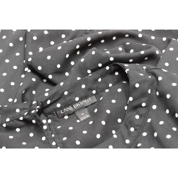 Lane Bryant Women's Black Polka Dot Blouse Plus Size 18 Flutter Sleeve - Picture 2 of 8